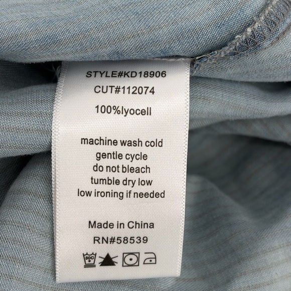 KUT from the Kloth Denim Stripe Chambray Shirt Dress Women's Size M - Picture 4 of 6